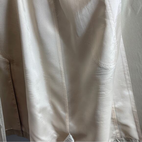 Anthropologie Ruffled Trench Coat Tan Khaki Midi - Picture 9 of 14